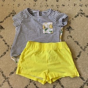 2 Piece Baby Girl Lemon and Stripes Outfit